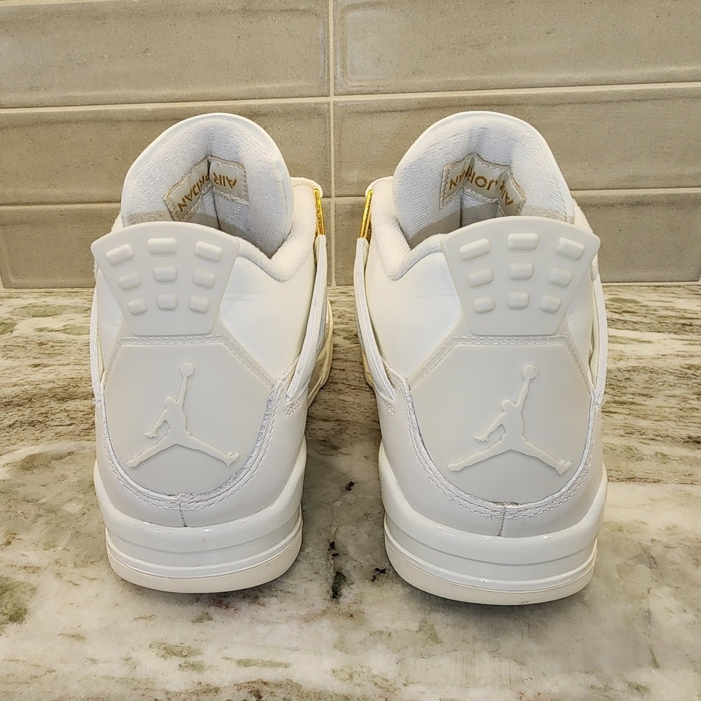 Air Jordan 4 Retro White Gold Metallic Womens 9.5 Men 8 Unisex AJ4 Sneakers - Picture 3 of 14